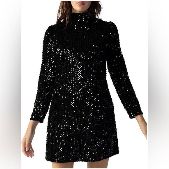 Sanctuary Sparkling Black Mini Dress - Picture 1 of 10